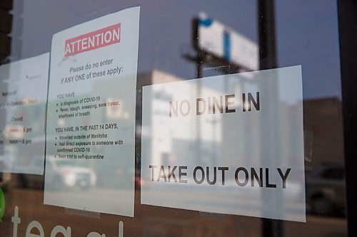 MIKE DEAL / WINNIPEG FREE PRESS
Various signs of many of the retail locations in Osborne Village that are either closed or only open for curb-side pick-up. 
See Temur Durrani story
210122 - Friday, January 22, 2021.