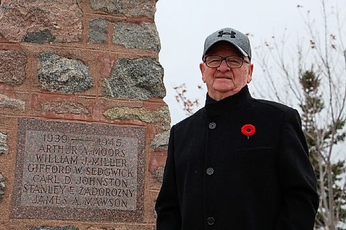 Canstar Community News Roy Switzer, the president of Sanford's legion, is pictured near the town's cenotaph in October of 2020. (GABRIELLE PICHÉ/CANSTAR COMMUNITY NEWS/HEADLINER)