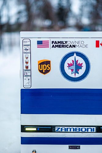 MIKAELA MACKENZIE / WINNIPEG FREE PRESS

Ron and Anthony Thierault's washing machine zamboni on the Seine River near Marion Street in Winnipeg on Monday, Jan. 25, 2021. For JS story.

Winnipeg Free Press 2021