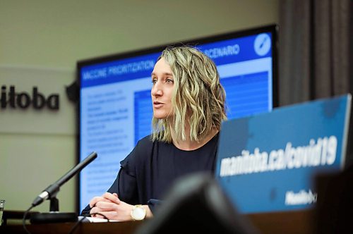 RUTH BONNEVILLE / WINNIPEG FREE PRESS

Local - COVID-19 vaccine update

Dr. Joss Reimer, medical officer of health and Vaccine Implementation Task Force, answers questions about the protocol of the vaccine rollout in Manitoba at a press conference with Health and Seniors Care Minister Heather Stefanson, at the Legislative Building Wednesday. 

Jan 27,. 2021