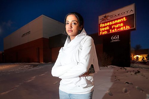 JOHN WOODS / WINNIPEG FREE PRESS
Kalsoom Amin, 17, a grade twelve student at Dakota Collegiate, is photographed outside the school in Winnipeg Wednesday, January 27, 2021. Along with being anxious about COVID-19 Akim is stressed about her exams which run from February 1-4.

Reporter: MacIntosh