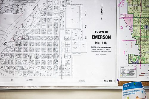 MIKAELA MACKENZIE / WINNIPEG FREE PRESS

Maps of Emerson, Manitoba hang in the fire hall on Wednesday, Jan. 27, 2021. For JS story.

Winnipeg Free Press 2021