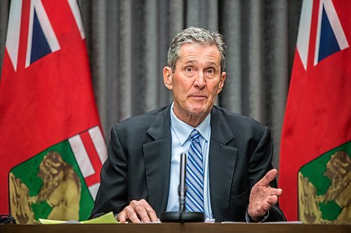 MIKAELA MACKENZIE / WINNIPEG FREE PRESS

Premier Brian Pallister gives a flood protection update at the Manitoba Legislative Building in Winnipeg on Thursday, Jan. 28, 2021. For --- story.

Winnipeg Free Press 2021