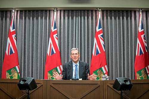 MIKAELA MACKENZIE / WINNIPEG FREE PRESS

Premier Brian Pallister gives a flood protection update at the Manitoba Legislative Building in Winnipeg on Thursday, Jan. 28, 2021. For --- story.

Winnipeg Free Press 2021