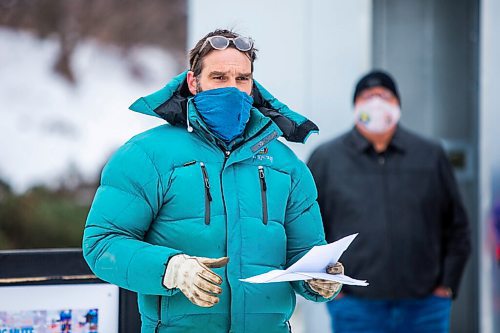 MIKAELA MACKENZIE / WINNIPEG FREE PRESS

Architect Peter Hargraves speaks at the warming hut unveiling at The Forks in Winnipeg on Friday, Jan. 29, 2021. For Al Small story.

Winnipeg Free Press 2021