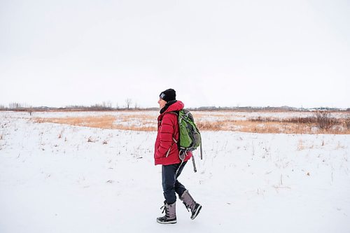 Daniel Crump / Winnipeg Free Press. Jocelyn McLean, who hiked and camped the Mantario trail this past December, at the Transcona Bioreserve. January 30, 2021.