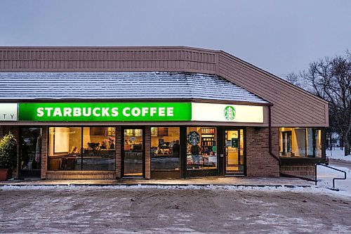 Daniel Crump / Winnipeg Free Press. The Starbucks at the corner of Lanarl Street and Academy Road will be closing it's doors for the last time on Sunday. January 30, 2021.