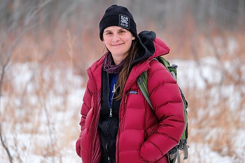 Daniel Crump / Winnipeg Free Press. Jocelyn McLean, who hiked and camped the Mantario trail this past December, at the Transcona Bioreserve. January 30, 2021.