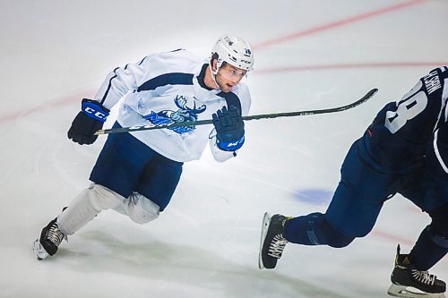 MIKAELA MACKENZIE / WINNIPEG FREE PRESS

Westin Michaud (16) skates at Manitoba Moose practice at the Bell MTS Iceplex in Winnipeg on Tuesday, Feb. 2, 2021. For Mike Sawatzky story.

Winnipeg Free Press 2021