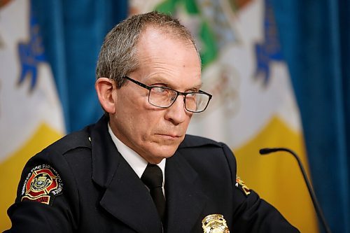 JOHN WOODS / WINNIPEG FREE PRESS
Chief John Lane, Winnipeg Fire and Paramedic Service (WFPS) speaks to media to address reports of racism within the WFPS in Winnipeg Wednesday, February 3, 2021. 

Reporter: ?