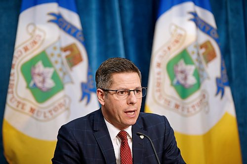 JOHN WOODS / WINNIPEG FREE PRESS
Mayor Brian Bowman speaks to media to address reports of racism within the Winnipeg Fire and Paramedic Service (WFPS) in Winnipeg Wednesday, February 3, 2021. 

Reporter: ?