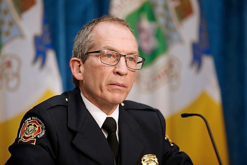 JOHN WOODS / WINNIPEG FREE PRESS
Chief John Lane, Winnipeg Fire and Paramedic Service (WFPS) speaks to media to address reports of racism within the WFPS in Winnipeg Wednesday, February 3, 2021. 

Reporter: ?