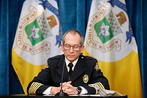 JOHN WOODS / WINNIPEG FREE PRESS
Chief John Lane, Winnipeg Fire and Paramedic Service (WFPS) speaks to media to address reports of racism within the WFPS in Winnipeg Wednesday, February 3, 2021. 

Reporter: ?