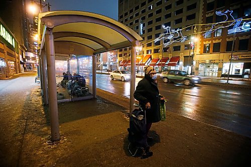 JOHN WOODS / WINNIPEG FREE PRESS
People take shelter in a bus shelter in Winnipeg Wednesday, February 3, 2021. 

Reporter: ?