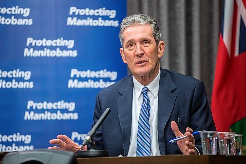 MIKAELA MACKENZIE / WINNIPEG FREE PRESS

Premier Brian Pallister speaks to the media about possible COVID-19 measure loosening at the Manitoba Legislative Building in Winnipeg on Thursday, Feb. 4, 2021. For Larry Kusch story.

Winnipeg Free Press 2021