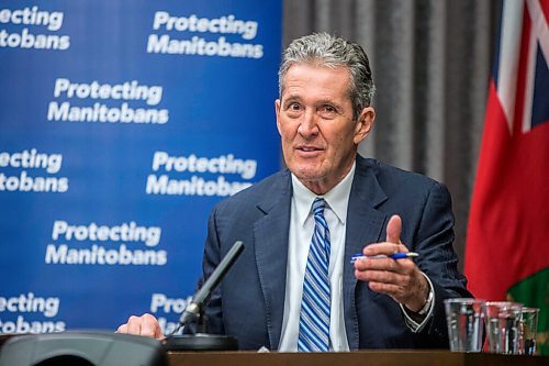 MIKAELA MACKENZIE / WINNIPEG FREE PRESS

Premier Brian Pallister speaks to the media about possible COVID-19 measure loosening at the Manitoba Legislative Building in Winnipeg on Thursday, Feb. 4, 2021. For Larry Kusch story.

Winnipeg Free Press 2021