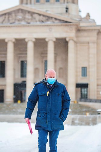 MIKAELA MACKENZIE / WINNIPEG FREE PRESS

Brent Roussin, chief provincial public health officer, walks out of the Manitoba Legislative Building after speaking to the media about possible COVID-19 measure loosening in Winnipeg on Thursday, Feb. 4, 2021. For Larry Kusch story.

Winnipeg Free Press 2021