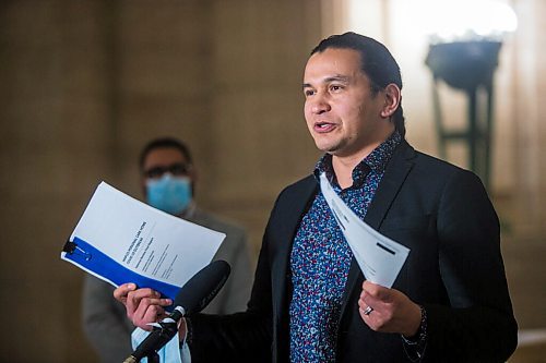 MIKAELA MACKENZIE / WINNIPEG FREE PRESS

Manitoba NDP leader Wab Kinew speaks about the results of the Maples Care Home external review at the Manitoba Legislative Building in Winnipeg on Thursday, Feb. 4, 2021. For --- story.

Winnipeg Free Press 2021