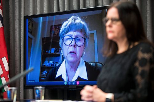 MIKAELA MACKENZIE / WINNIPEG FREE PRESS

Dr. Lynn Stevenson, external reviewer, speaks virtually at a press conference about the results of the Maples Care Home external review at the Manitoba Legislative Building in Winnipeg on Thursday, Feb. 4, 2021. For --- story.

Winnipeg Free Press 2021