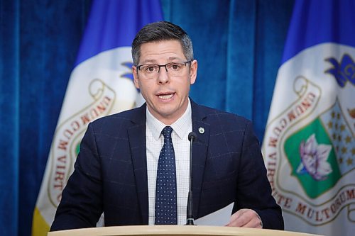 MIKE DEAL / WINNIPEG FREE PRESS
Mayor Brian Bowman during a media conference after putting out a statement regarding issues of systemic racism in the Winnipeg Fire Paramedic Service (WFPS) and the missing voice of UFFW president, Alex Forrest, on the problem.
210205 - Friday, February 05, 2021.