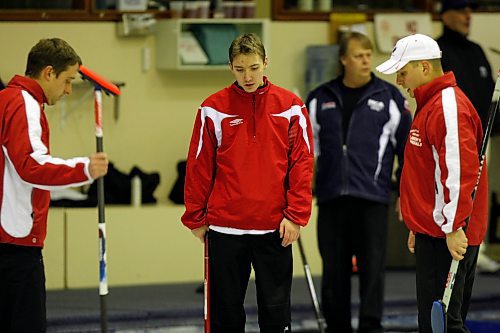 BORIS.MINKEVICH@FREEPRESS.MB.CA BORIS MINKEVICH / WINNIPEG FREE PRESS  100128 Skip Joachim Suther, centre, at the Heather Curling Club. MCA Bonspiel.