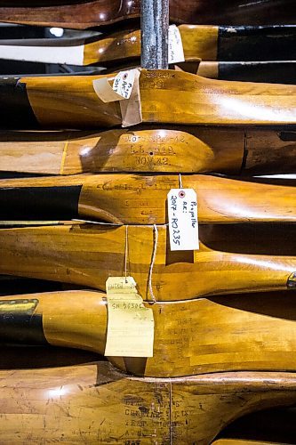 MIKAELA MACKENZIE / WINNIPEG FREE PRESS

Wooden propellors at the warehouse where exhibits are being conserved, restored, and prepared for the Western Canadian Aviation Museum (which is slated to open at the old airport in 2022) in Winnipeg on Wednesday, Feb. 3, 2021. Photo page.

Winnipeg Free Press 2021