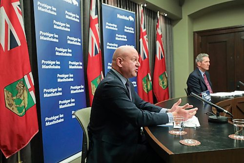 RUTH BONNEVILLE / WINNIPEG FREE PRESS 

Local - COVID update 

Premier Brian Pallister and Dr. Brent Roussin, chief provincial public health officer, answer questions from the media during presser Tuesday. 

Feb 09, 2021
