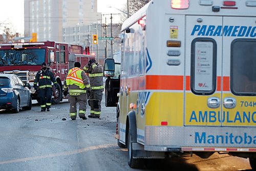 JOHN WOODS / WINNIPEG FREE PRESS
Firefighters and paramedics work a collision scene on Arlington at Bannatyne in Winnipeg Wednesday, February 10, 2021. 

Reporter: Thorpe