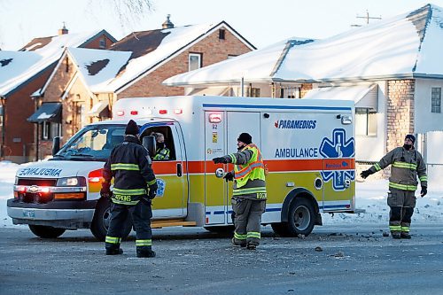 JOHN WOODS / WINNIPEG FREE PRESS
Firefighters and paramedics work a collision scene on Arlington at Bannatyne in Winnipeg Wednesday, February 10, 2021. 

Reporter: Thorpe