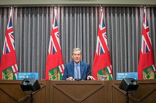 MIKAELA MACKENZIE / WINNIPEG FREE PRESS

Premier Brian Pallister makes a COVID-19 vaccine announcement at the Manitoba Legislative Building in Winnipeg on Thursday, Feb. 11, 2021. For Larry story.

Winnipeg Free Press 2021