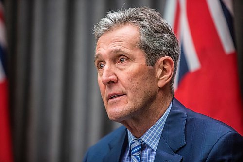 MIKAELA MACKENZIE / WINNIPEG FREE PRESS

Premier Brian Pallister makes a COVID-19 vaccine announcement at the Manitoba Legislative Building in Winnipeg on Thursday, Feb. 11, 2021. For Larry story.

Winnipeg Free Press 2021