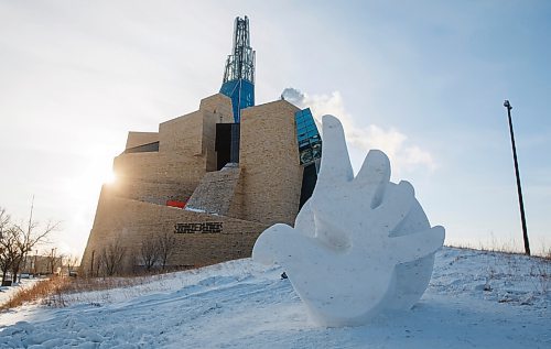 MIKE DEAL / WINNIPEG FREE PRESS
The Snow Sculpture located at the Canadian Museum for Human Rights made for for this years Festival du Voyageur. 
210211 - Thursday, February 11, 2021.