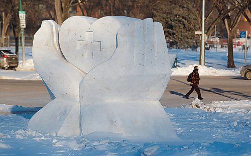 MIKE DEAL / WINNIPEG FREE PRESS
The Snow Sculpture located on the grounds of the Manitoba Legislative building made for for this years Festival du Voyageur. 
210211 - Thursday, February 11, 2021.