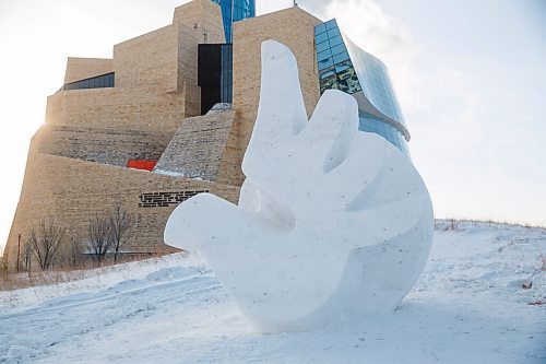 MIKE DEAL / WINNIPEG FREE PRESS
The Snow Sculpture located at the Canadian Museum for Human Rights made for for this years Festival du Voyageur. 
210211 - Thursday, February 11, 2021.