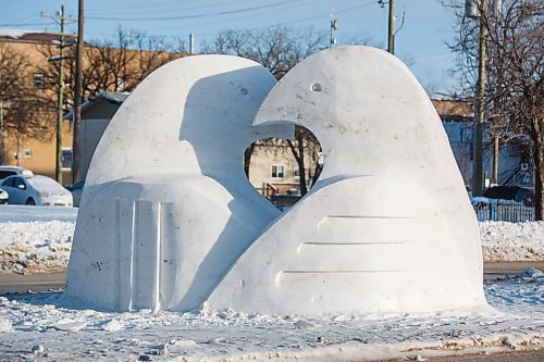 MIKE DEAL / WINNIPEG FREE PRESS
The Snow Sculpture located at Provencher Blvd. and Rue Saint Joseph made for for this years Festival du Voyageur. 
210211 - Thursday, February 11, 2021.