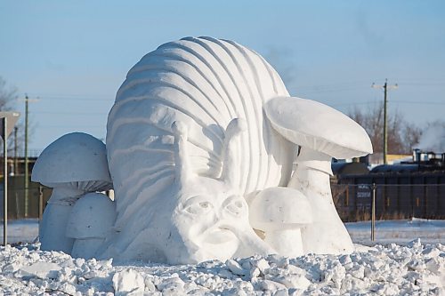 MIKE DEAL / WINNIPEG FREE PRESS
The Snow Sculpture located at Provencher Blvd. and Archibald Street made for for this years Festival du Voyageur. 
210211 - Thursday, February 11, 2021.