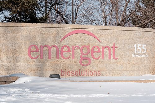 JESSE BOILY  / WINNIPEG FREE PRESS
The Emergent BioSolutions building at 155 Innovation Dr on Thursday. Product manufacturing and filling of vials with vaccine is planned to be done by Emergent BioSolutions at their Winnipeg location. Thursday, Feb. 11, 2021.
Reporter:??