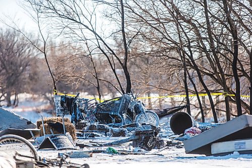 MIKAELA MACKENZIE / WINNIPEG FREE PRESS

The scene of a fire at an encampment at 50 Higgins Avenue in Winnipeg on Tuesday, Feb. 16, 2021. For Katie story.

Winnipeg Free Press 2021