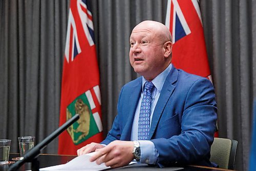 MIKE DEAL / WINNIPEG FREE PRESS
Dr. Brent Roussin, chief provincial public health officer, during the latest COVID-19 update at the Manitoba Legislative building Tuesday. 
210216 - Tuesday, February 16, 2021.