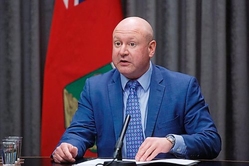 MIKE DEAL / WINNIPEG FREE PRESS
Dr. Brent Roussin, chief provincial public health officer, during the latest COVID-19 update at the Manitoba Legislative building Tuesday. 
210216 - Tuesday, February 16, 2021.