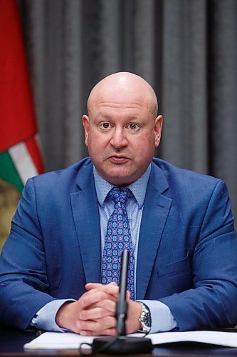 MIKE DEAL / WINNIPEG FREE PRESS
Dr. Brent Roussin, chief provincial public health officer, during the latest COVID-19 update at the Manitoba Legislative building Tuesday. 
210216 - Tuesday, February 16, 2021.