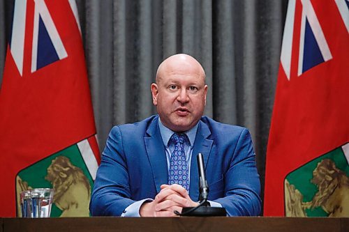 MIKE DEAL / WINNIPEG FREE PRESS
Dr. Brent Roussin, chief provincial public health officer, during the latest COVID-19 update at the Manitoba Legislative building Tuesday. 
210216 - Tuesday, February 16, 2021.