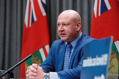 MIKE DEAL / WINNIPEG FREE PRESS
Dr. Brent Roussin, chief provincial public health officer, during the latest COVID-19 update at the Manitoba Legislative building Tuesday. 
210216 - Tuesday, February 16, 2021.