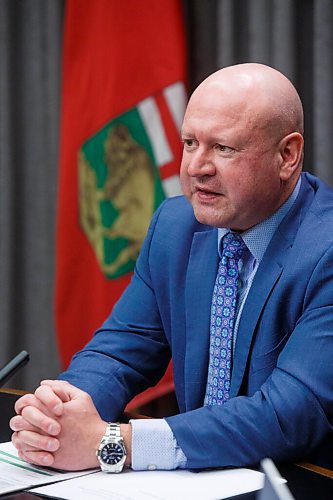 MIKE DEAL / WINNIPEG FREE PRESS
Dr. Brent Roussin, chief provincial public health officer, during the latest COVID-19 update at the Manitoba Legislative building Tuesday. 
210216 - Tuesday, February 16, 2021.