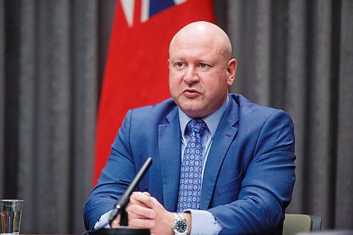 MIKE DEAL / WINNIPEG FREE PRESS
Dr. Brent Roussin, chief provincial public health officer, during the latest COVID-19 update at the Manitoba Legislative building Tuesday. 
210216 - Tuesday, February 16, 2021.