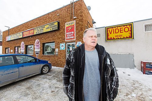 MIKE DEAL / WINNIPEG FREE PRESS
Ken Taylor's family-owned biz, around since the early '70s when it started as Ken's Kar Klinic (for his dad Ken Sr) - they added videos to the mix in 1983, closed the service station part of things three years later and though video rentals are no longer the lifeblood of the biz, you can still pick and choose from 1,000s of titles...  Ken saw sales of his VHS tapes go up, up, up in the early days last spring when people in the neighbourhood, many of whom don't have cable or Netflix, were running out of things to watch, so popped in to buy 10 tapes for 10 bucks - Ken figures if he can survive Blockbuster, he can survive COVID.
See Dave Sanderson Intersection story 
210218 - Thursday, February 18, 2021.