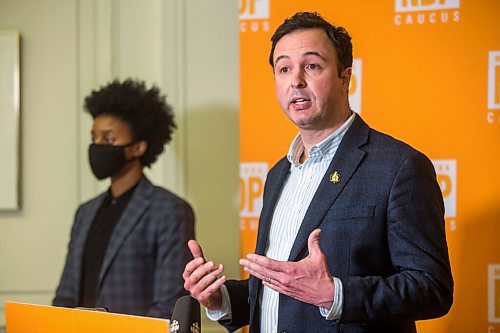 MIKAELA MACKENZIE / WINNIPEG FREE PRESS

NDP Hydro Critic Adrien Sala speaks to the media at the Manitoba Legislative Building in Winnipeg on Friday, Feb. 19, 2021. For Carol Sanders story.

Winnipeg Free Press 2021