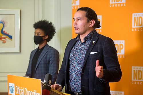 MIKAELA MACKENZIE / WINNIPEG FREE PRESS

NDP Leader Wab Kinew speaks to the media at the Manitoba Legislative Building in Winnipeg on Friday, Feb. 19, 2021. For Carol Sanders story.

Winnipeg Free Press 2021