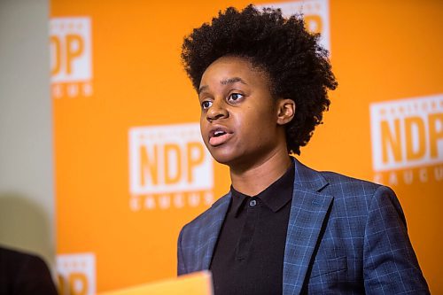 MIKAELA MACKENZIE / WINNIPEG FREE PRESS

NDP Critic for Health, Seniors and Active Living Uzoma Asagwara speaks to the media at the Manitoba Legislative Building in Winnipeg on Friday, Feb. 19, 2021. For Carol Sanders story.

Winnipeg Free Press 2021