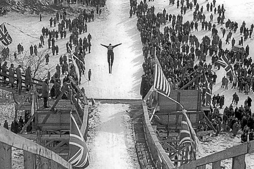 Canstar Community News Supplied photo by Ski Manitoba Historical Publication Society, Inc
Hundreds watch on the frozen Assiniboine River in 1954, as a skier soars from the Puffin Ski Club jump.